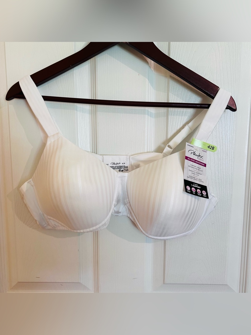 Playtex Secrets All Over Smoothing Bra White Perfectly Smooth Wireless Women 42B